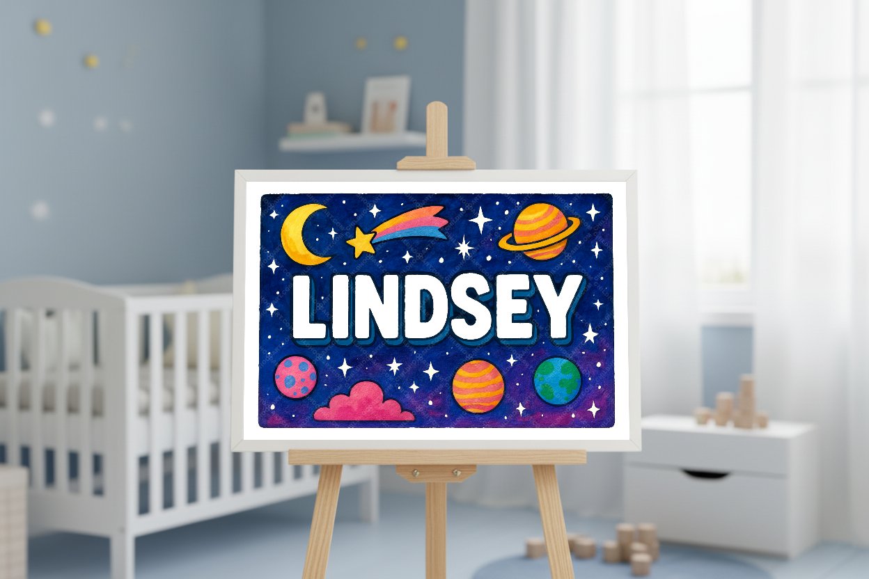 Personalized space name art for Lindsey