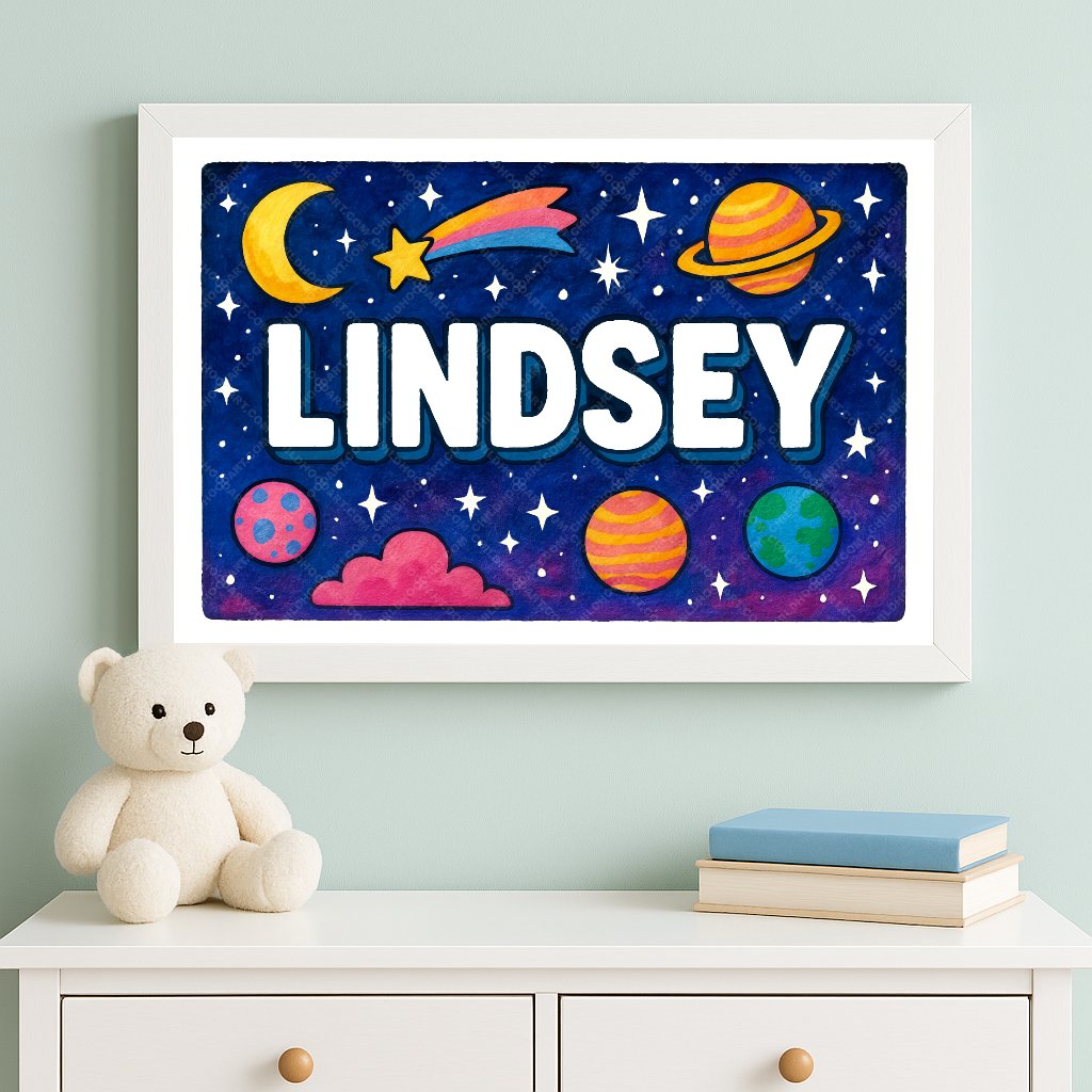 Personalized space name art for Lindsey