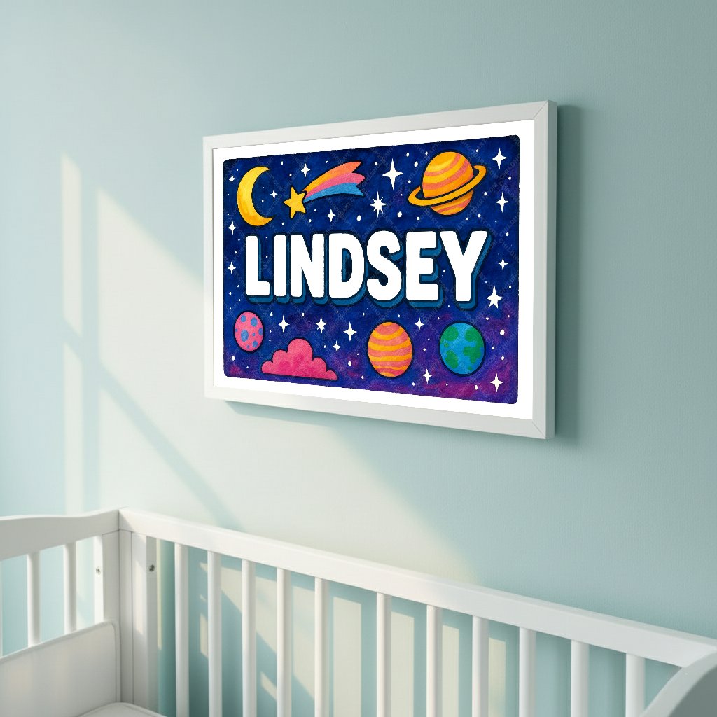 Personalized space name art for Lindsey