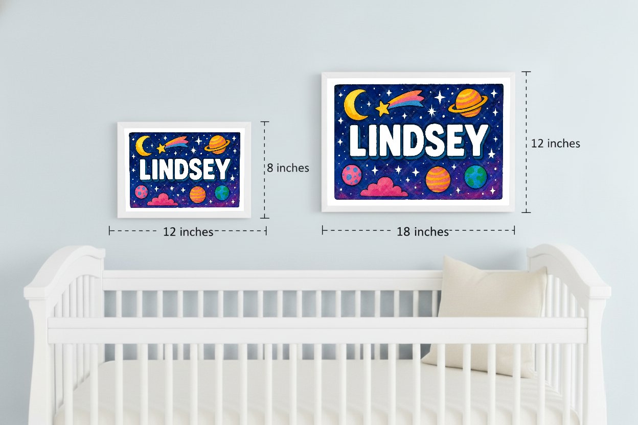 Personalized space name art for Lindsey