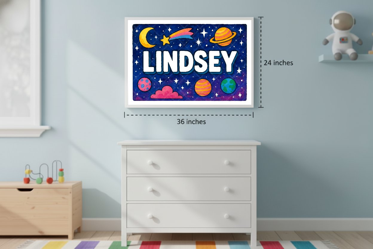 Personalized space name art for Lindsey
