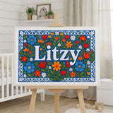 Litzy Name Art - Floral Farmhouse personalized wall print for kids