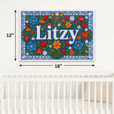 Litzy Name Art - Floral Farmhouse personalized wall print for kids