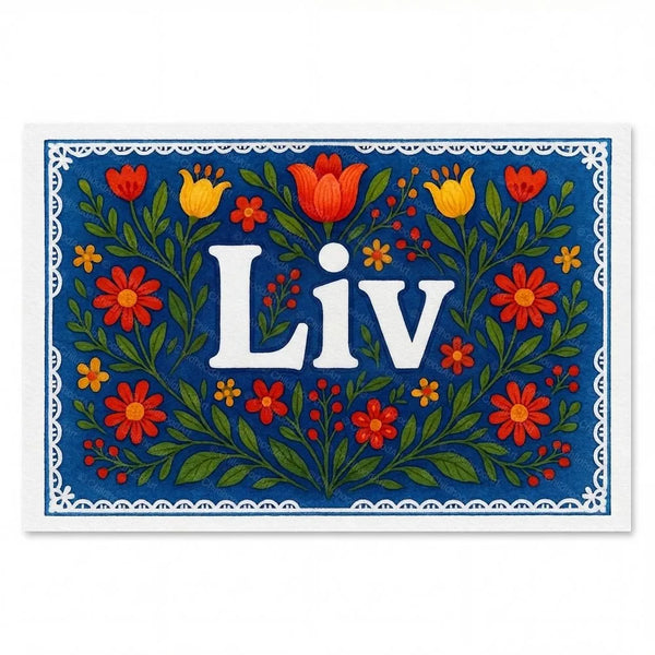 Personalized Liv name art print in the Floral farmhouse style