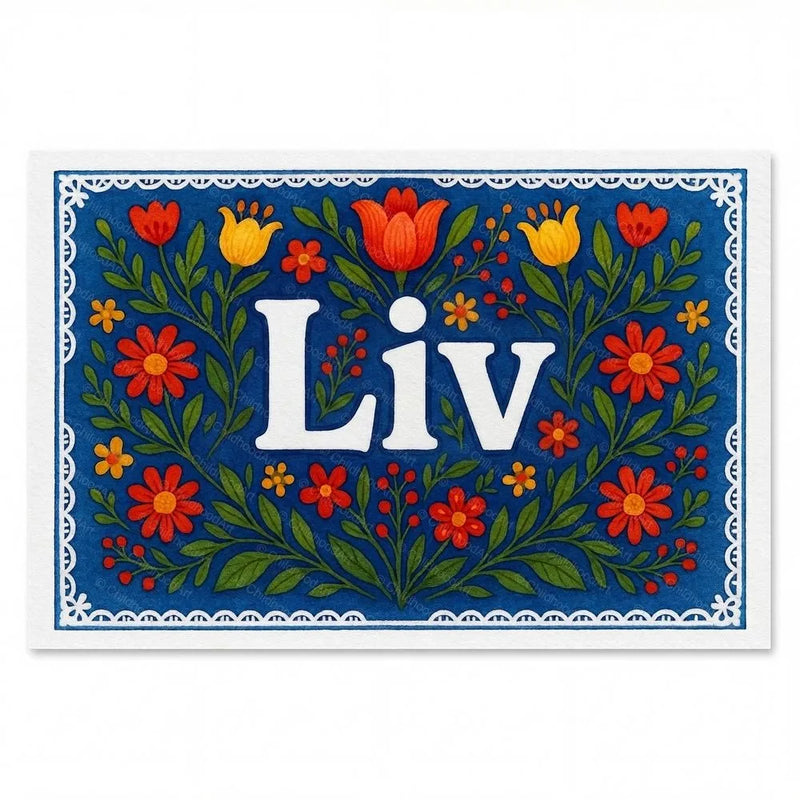 Liv Name Art - Floral Farmhouse personalized wall print for kids