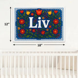 Liv Name Art - Floral Farmhouse personalized wall print for kids