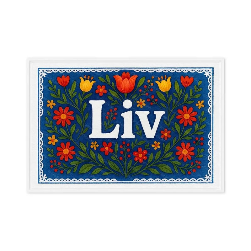 Liv Name Art - Floral Farmhouse personalized wall print for kids