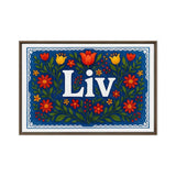 Liv Name Art - Floral Farmhouse personalized wall print for kids