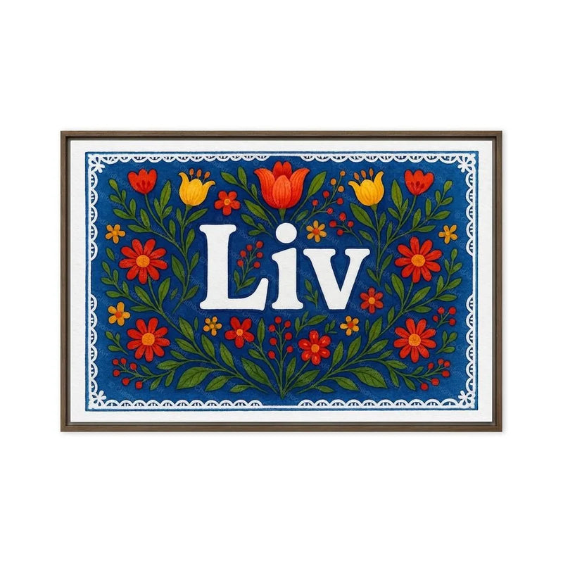 Liv Name Art - Floral Farmhouse personalized wall print for kids