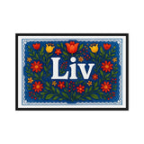 Liv Name Art - Floral Farmhouse personalized wall print for kids