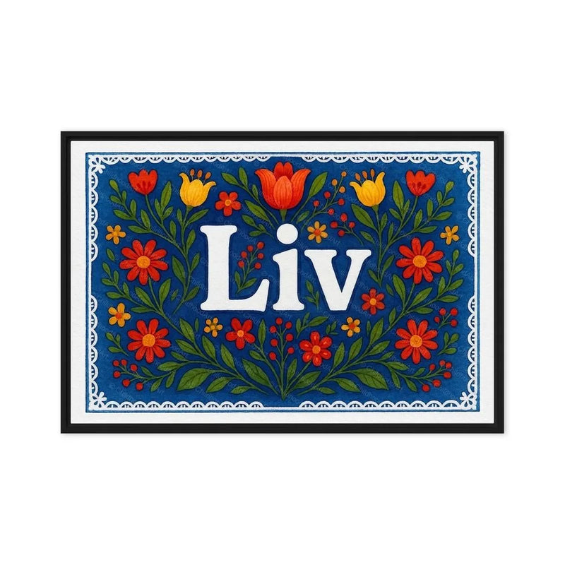 Liv Name Art - Floral Farmhouse personalized wall print for kids