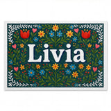 Livia Name Art - Floral Farmhouse personalized wall print for kids