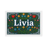 Livia Name Art - Floral Farmhouse personalized wall print for kids