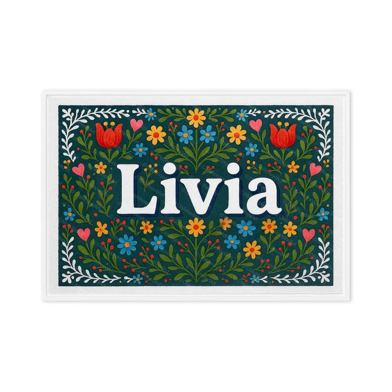 Livia Name Art - Floral Farmhouse personalized wall print for kids
