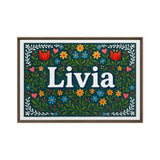 Livia Name Art - Floral Farmhouse personalized wall print for kids