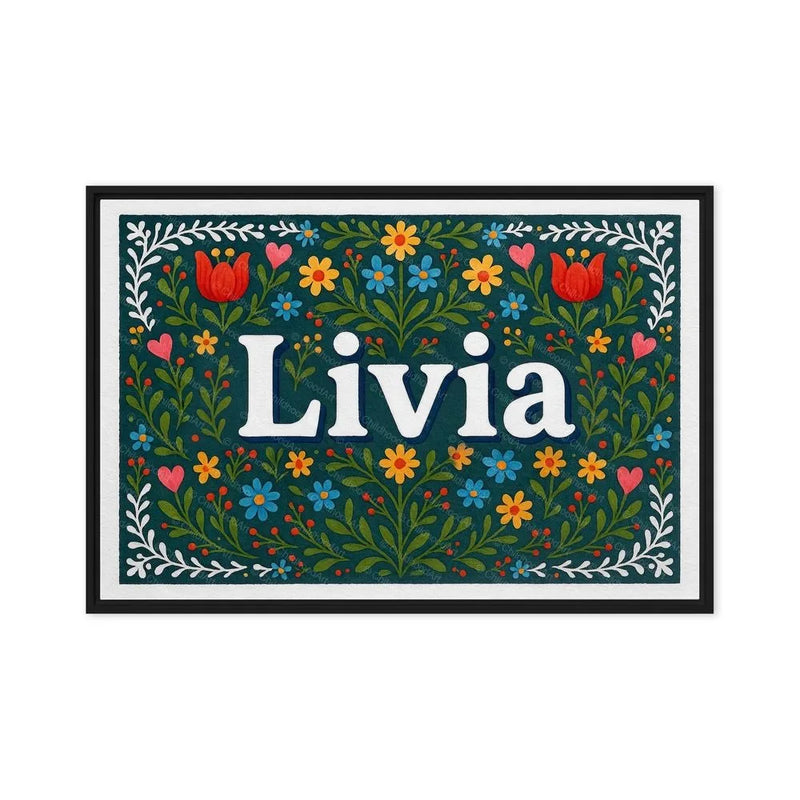 Livia Name Art - Floral Farmhouse personalized wall print for kids