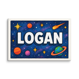 Logan Name Art - Space Explorers personalized wall print for kids