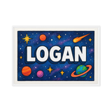 Logan Name Art - Space Explorers personalized wall print for kids
