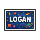 Logan Name Art - Space Explorers personalized wall print for kids