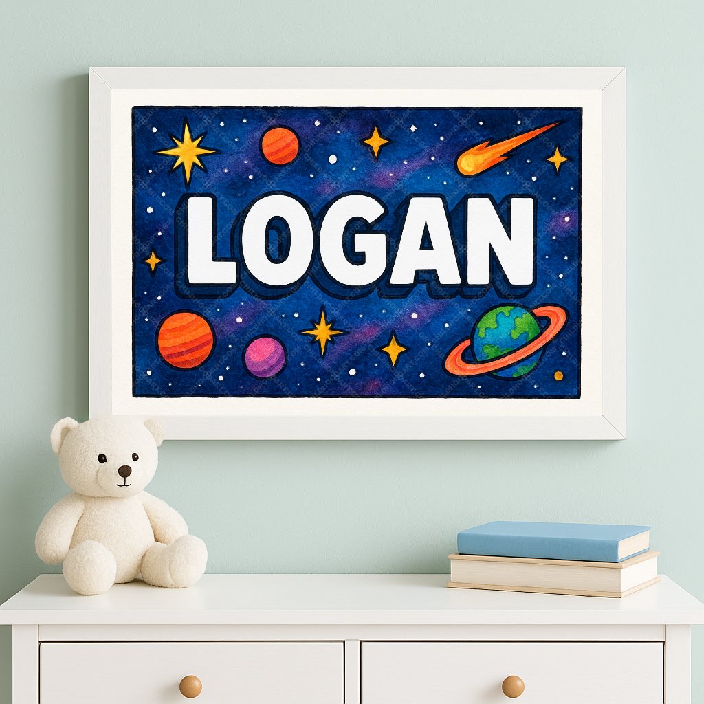 Personalized space name art for Logan