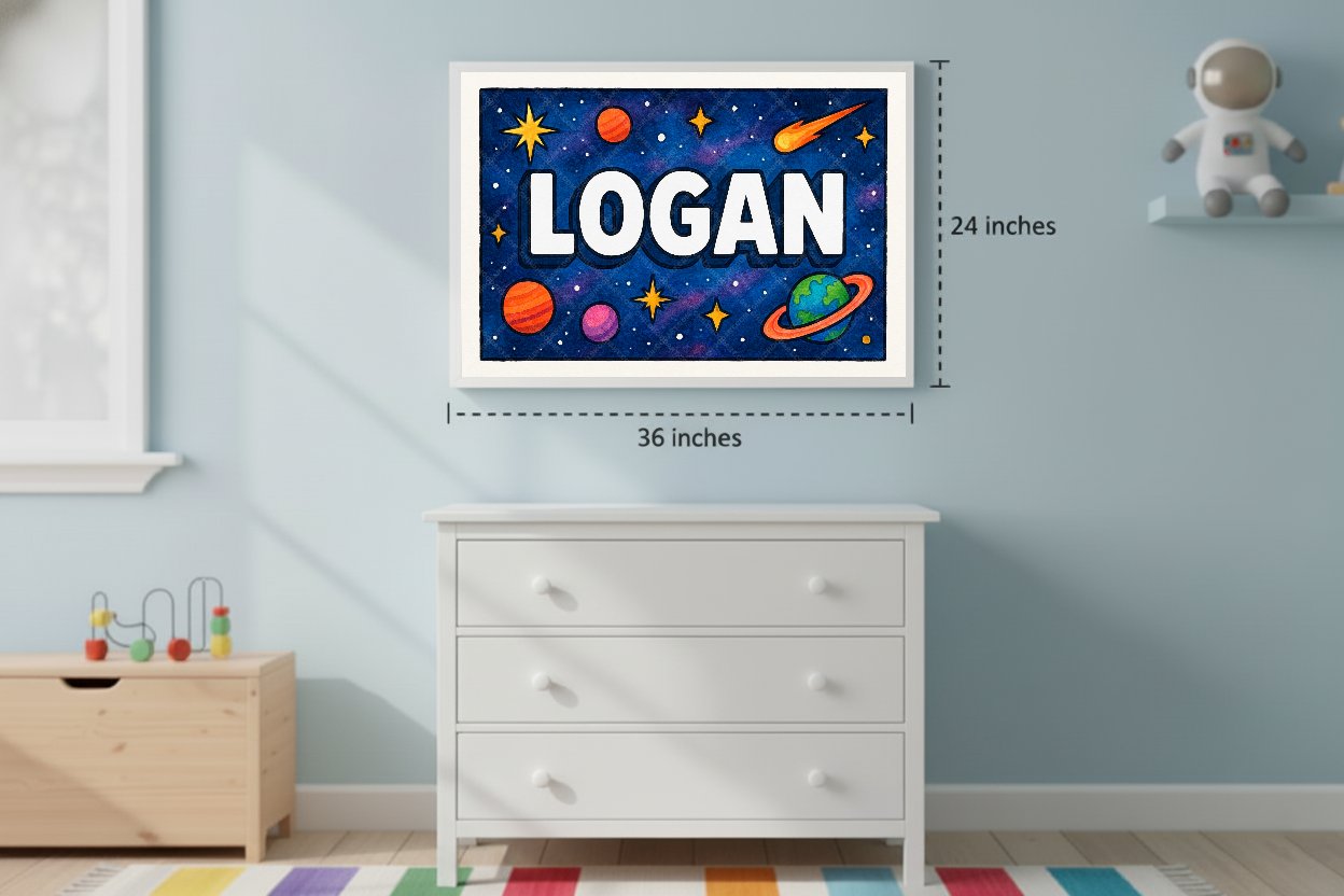 Personalized space name art for Logan