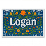 Logan Name Art - Floral Farmhouse personalized wall print for kids