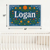 Logan Name Art - Floral Farmhouse personalized wall print for kids