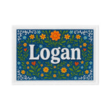 Logan Name Art - Floral Farmhouse personalized wall print for kids