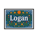 Logan Name Art - Floral Farmhouse personalized wall print for kids