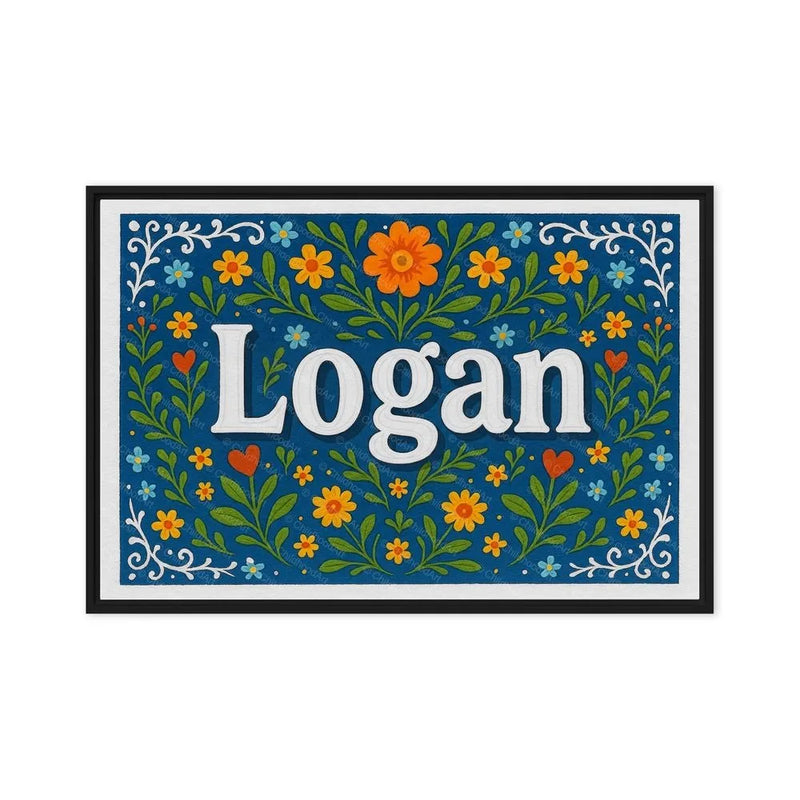 Logan Name Art - Floral Farmhouse personalized wall print for kids