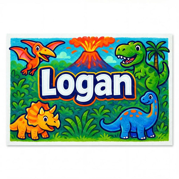 Logan Name Art - Dinosaur Adventure Personalized Wall Art