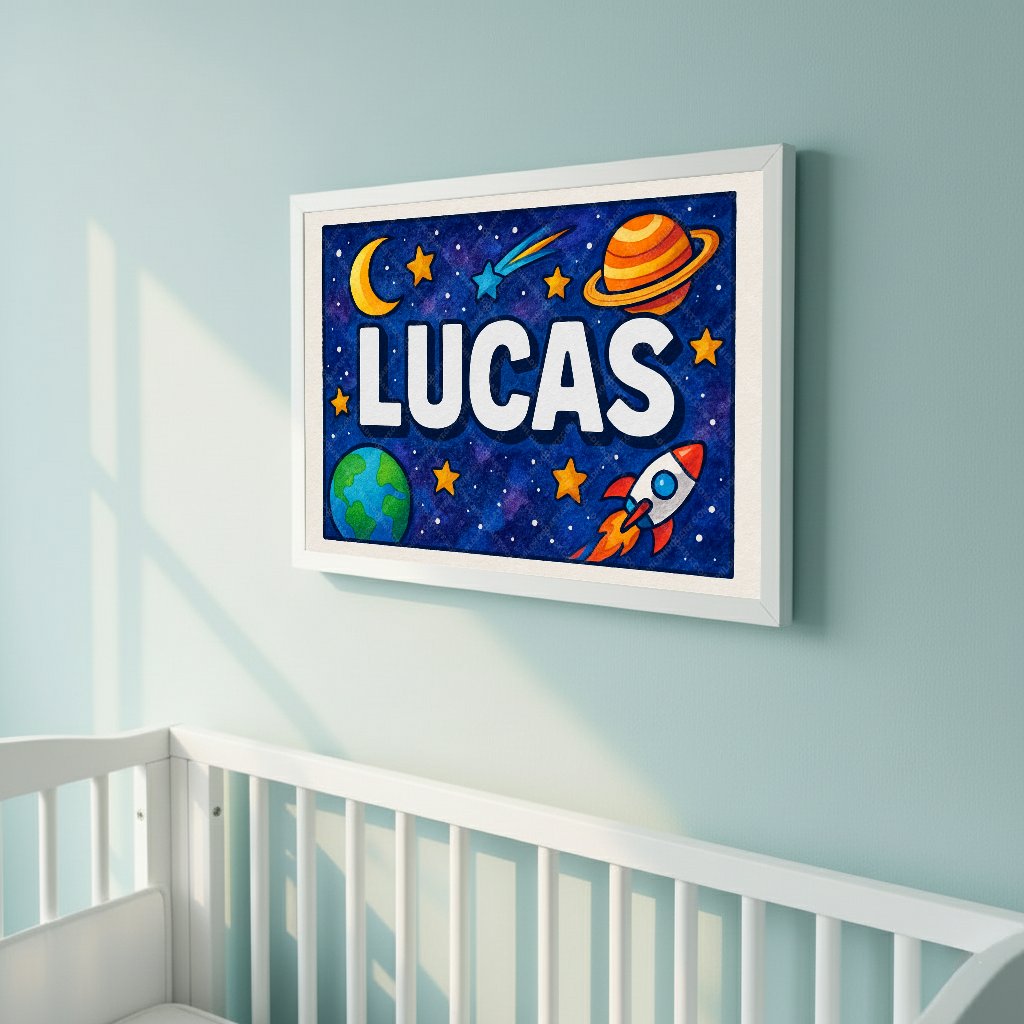 Personalized space name art for Lucas