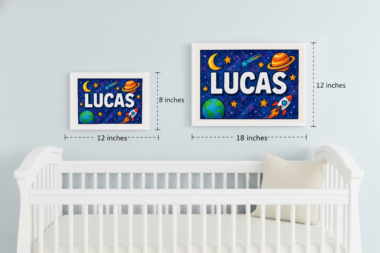 Personalized space name art for Lucas