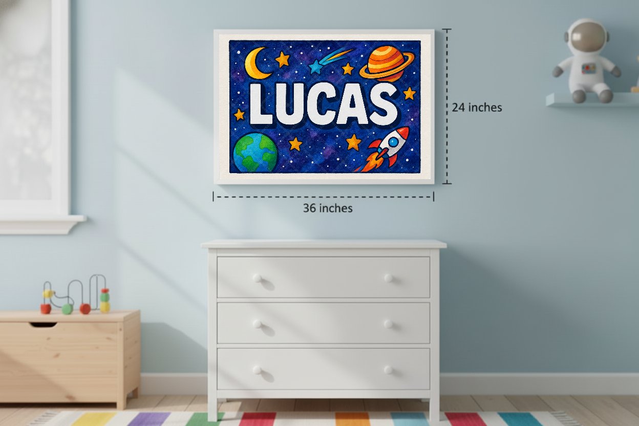 Personalized space name art for Lucas