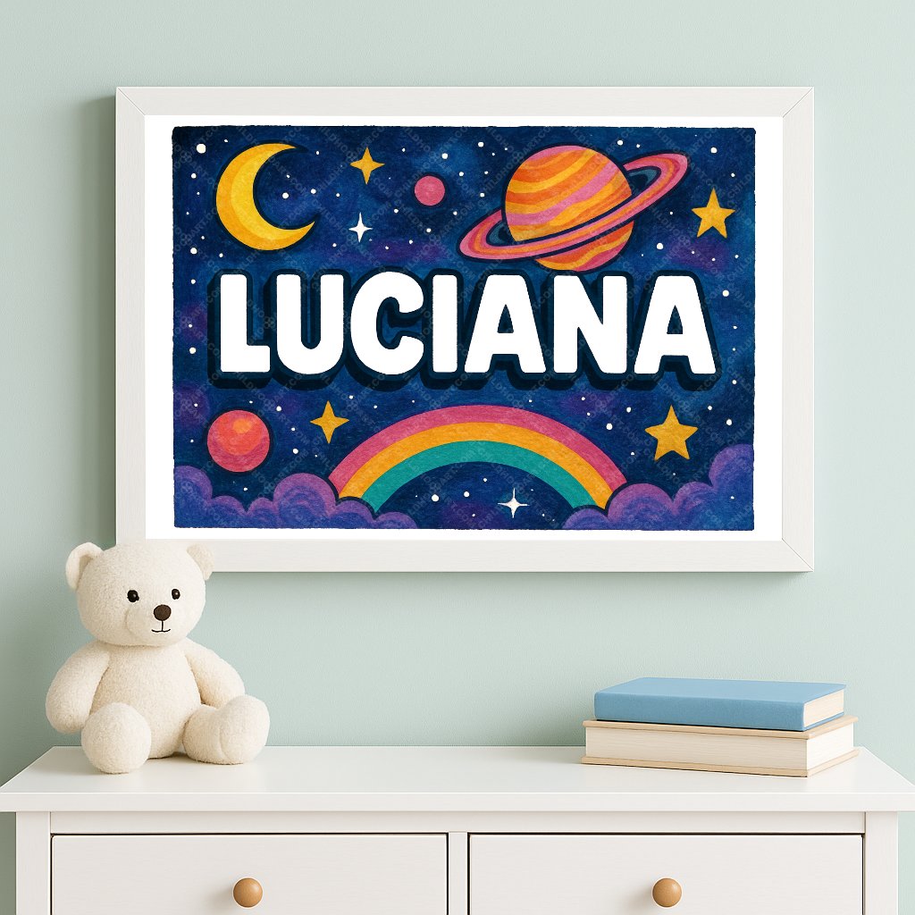 Personalized space name art for Luciana