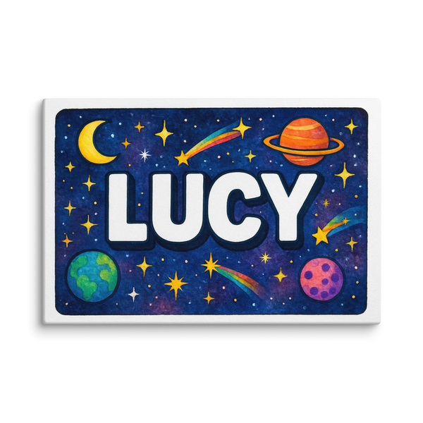 Lucy Name Art - Space Explorers Personalized Wall Art