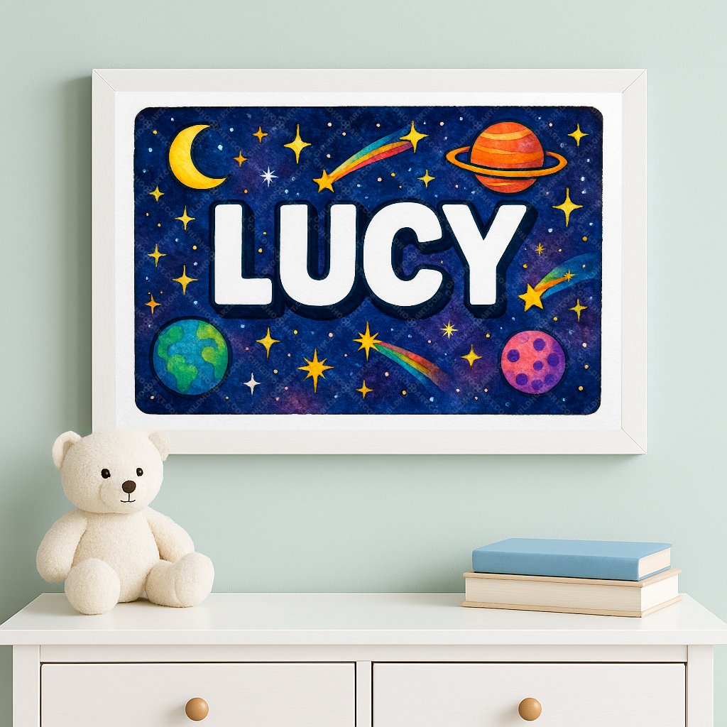Personalized space name art for Lucy