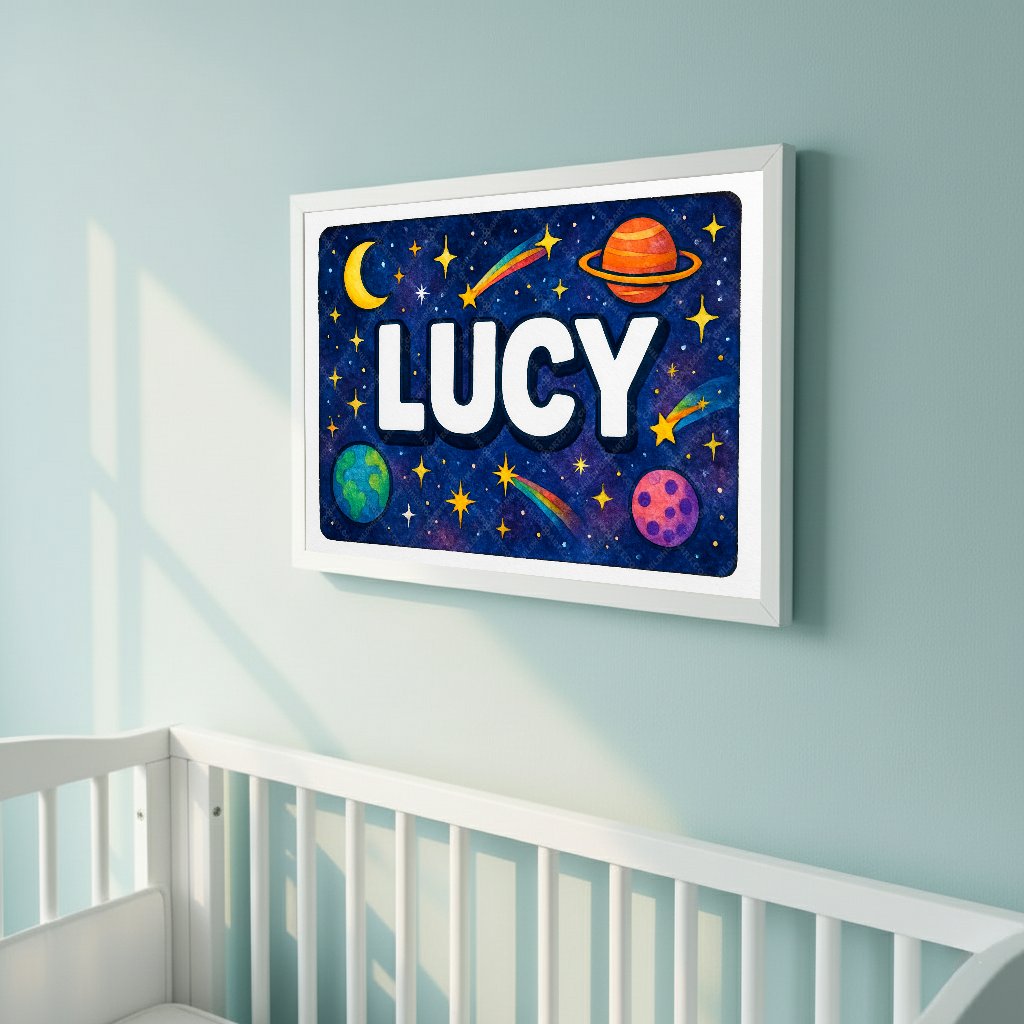 Personalized space name art for Lucy