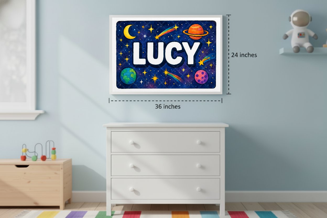 Personalized space name art for Lucy