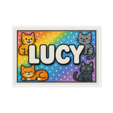 Lucy Name Art - Colorful Cats personalized wall print for kids
