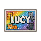 Lucy Name Art - Colorful Cats personalized wall print for kids