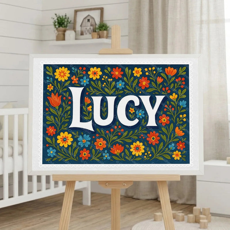 Calm personalized name art for Lucy