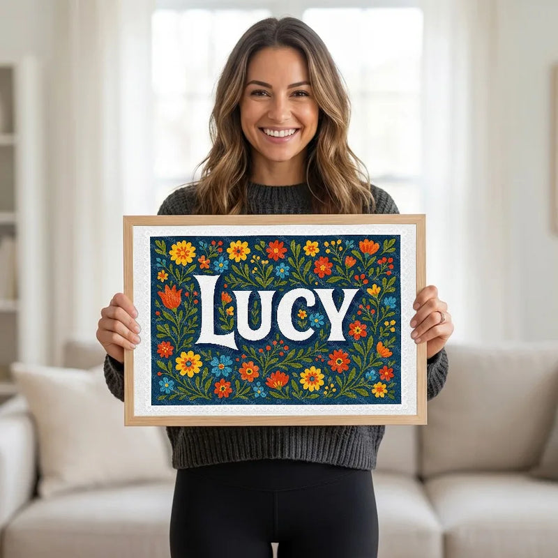 Calm personalized name art for Lucy