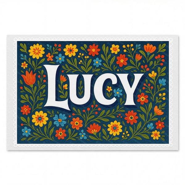 Lucy Name Art - Floral Farmhouse Personalized Wall Art