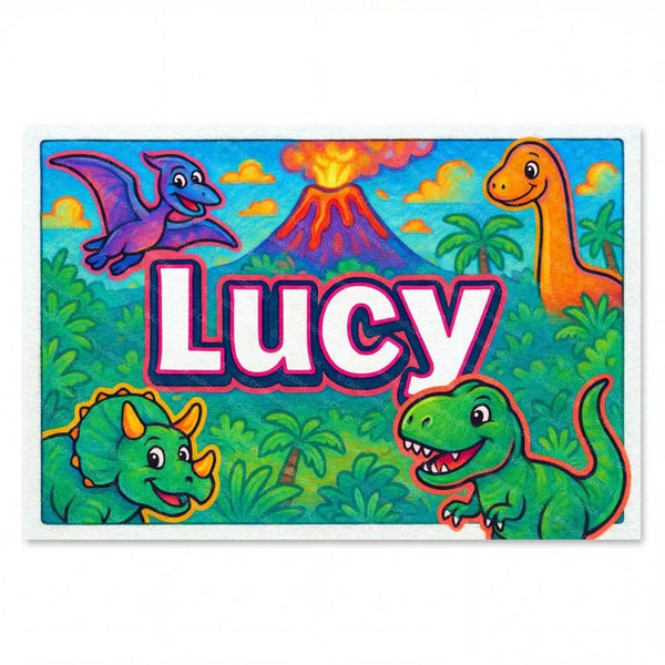 Lucy Name Art - Dinosaur Adventure Personalized Wall Art