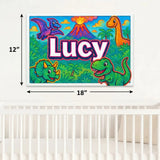 Lucy Name Art - Dinosaur Adventure personalized wall print for kids
