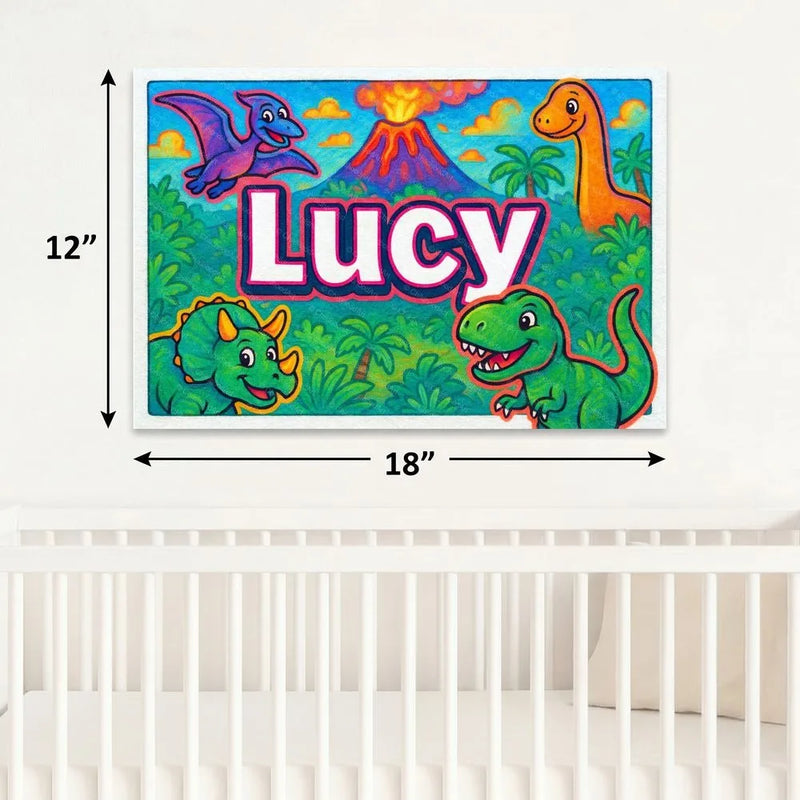 Lucy Name Art - Dinosaur Adventure personalized wall print for kids