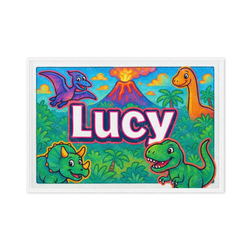 Lucy Name Art - Dinosaur Adventure personalized wall print for kids