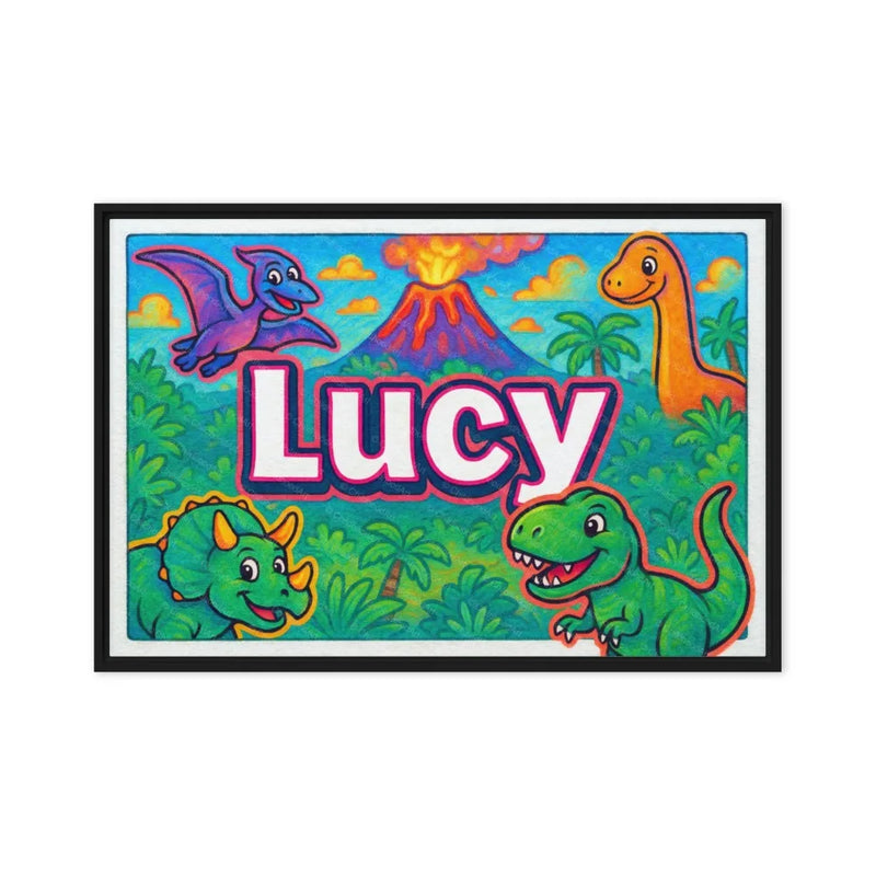 Lucy Name Art - Dinosaur Adventure personalized wall print for kids