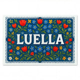 Luella Name Art - Floral Farmhouse personalized wall print for kids